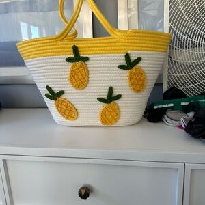 Vibrant Yellow and White Pineapple Tote